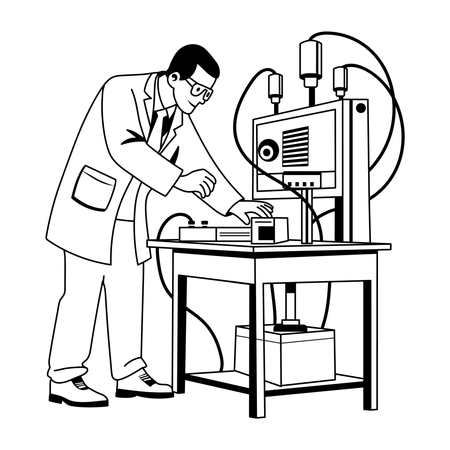 Scientist Fixing apparatus in lab Illustration