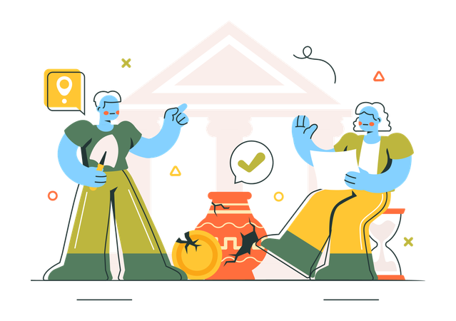 Scientist gathers Archeological remains  Illustration