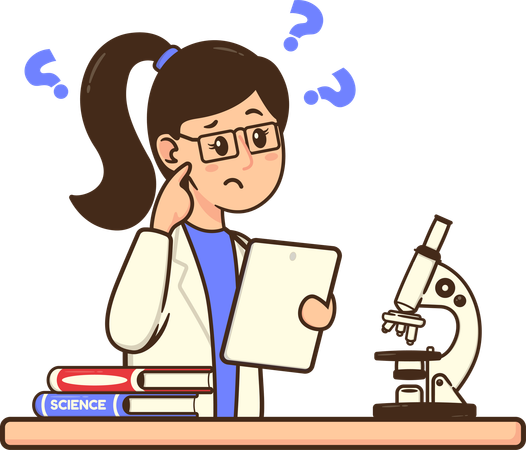 Scientist getting confused with experiment analysis  Illustration