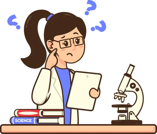 Scientist getting confused with experiment analysis  Illustration