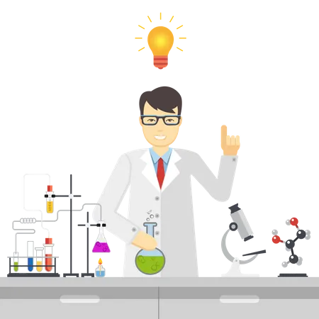 Scientist getting idea  Illustration