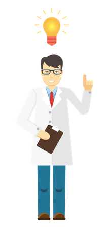 Scientist getting idea  Illustration