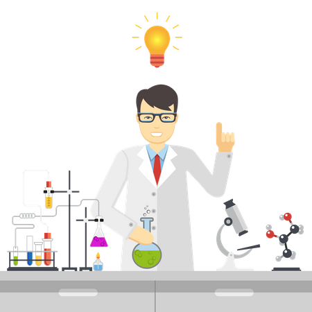 Scientist getting idea  Illustration