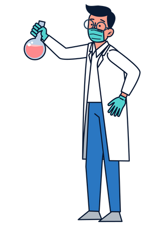 Scientist holding beaker  Illustration