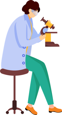 Scientist in blue lab coat with protection glasses Illustration