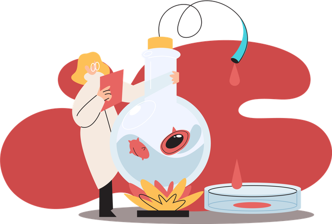 Scientist in chemical laboratory with equipment  Illustration