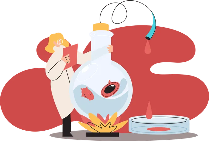 Scientist in chemical laboratory with equipment  Illustration