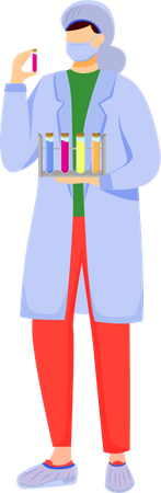 Scientist in lab coat with mask protection Illustration
