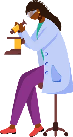 Scientist in lab coat with protection glasses  Illustration
