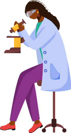 Scientist in lab coat with protection glasses  일러스트레이션