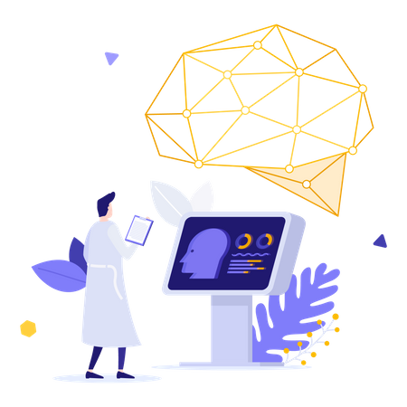 Scientist in lab programming neural network  일러스트레이션