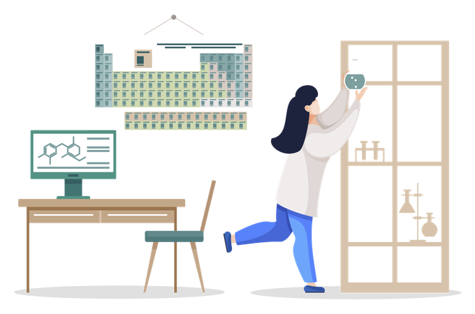 Scientist in Laboratory, Chemist in Lab Vector  Illustration