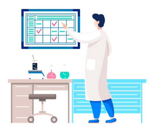 Scientist in laboratory making experiments  Illustration