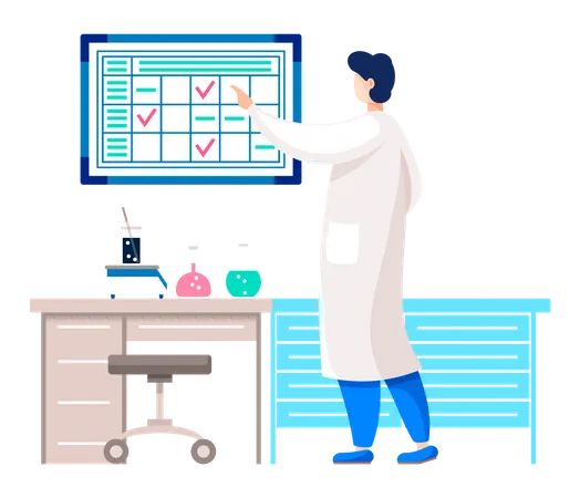 Scientist in laboratory making experiments  Illustration