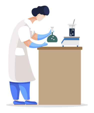 Scientist in Laboratory Working with Substances Illustration