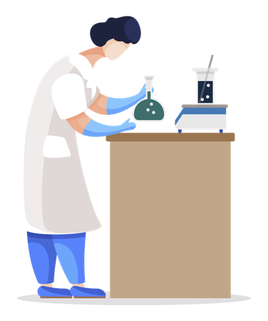 Scientist in Laboratory Working with Substances  Illustration