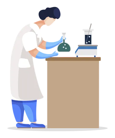 Scientist in Laboratory Working with Substances  Illustration