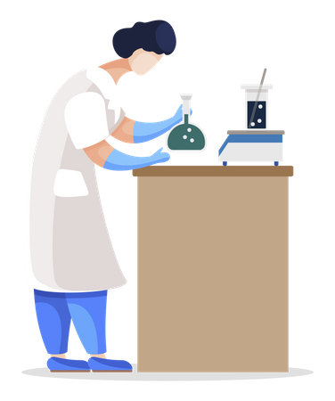 Scientist in Laboratory Working with Substances  Illustration