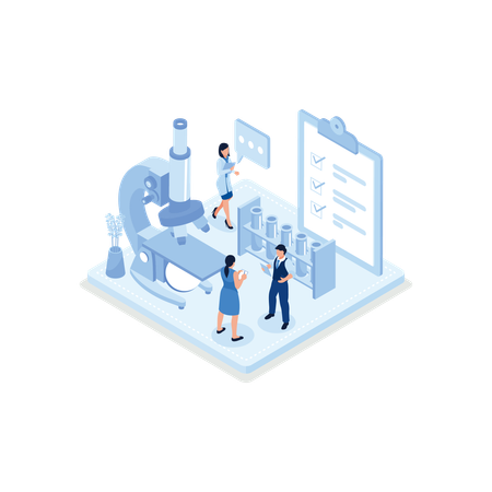 Scientist in Medical Laboratory Analyzing Blood Samples  イラスト