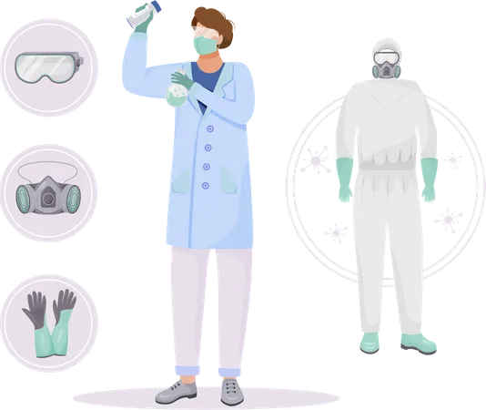 Scientist in protective clothing  Illustration