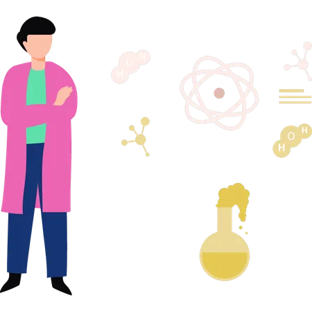 The Scientist Is Doing Research In The Lab Illustration