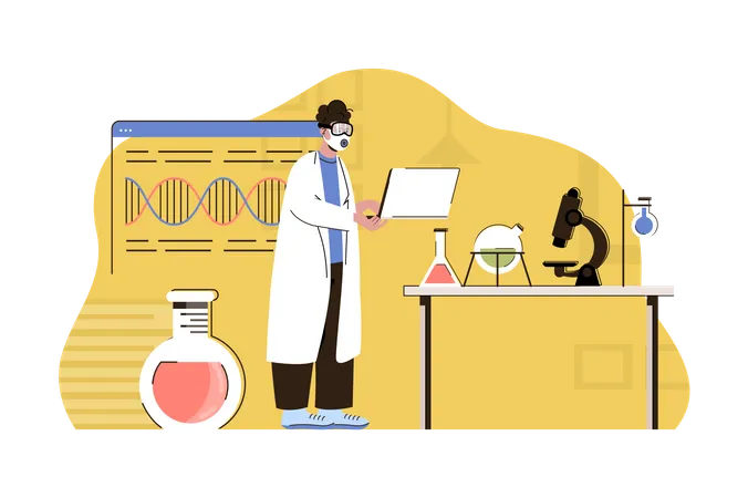 Scientist is engaged in medical research  Illustration