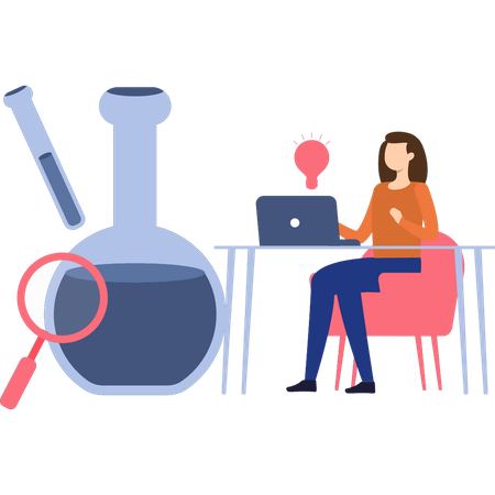 Scientist is experimenting with an idea  Illustration