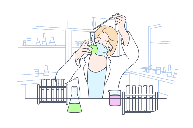 Scientist is researching in lab  Illustration