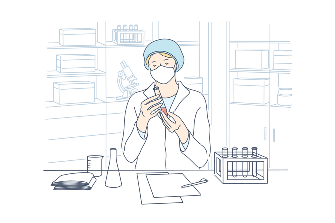 Scientist is researching on chemicals  Illustration
