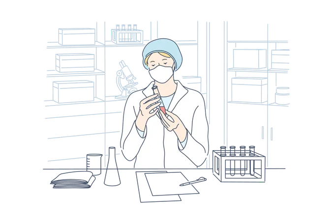 Scientist is researching on chemicals  Illustration