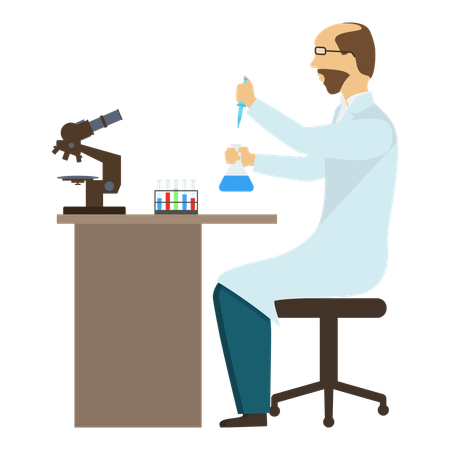 Scientist is testing chemicals  Illustration