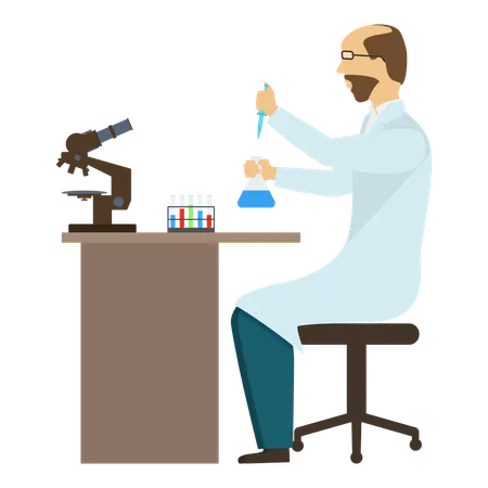 Scientist is testing chemicals  Illustration