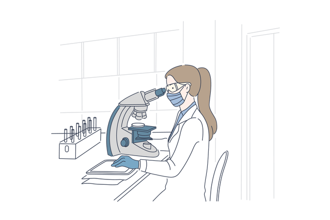 Scientist is testing microbes  Illustration