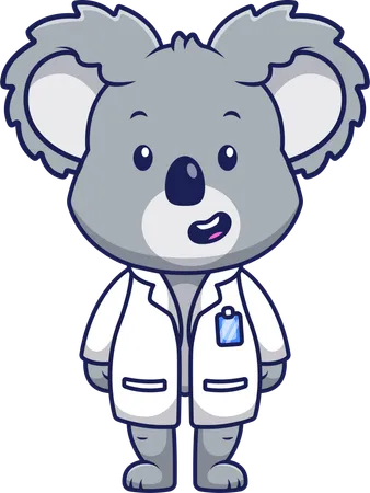 Scientist Koala Standing  Illustration