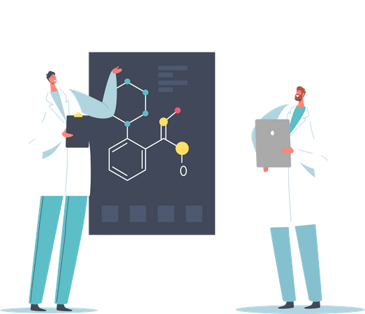 Scientist learning new genetical formula  Illustration