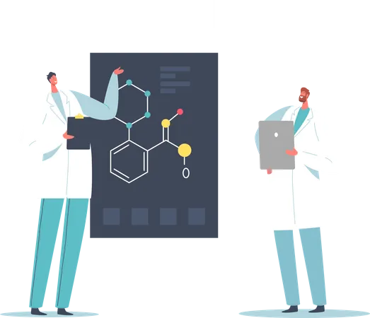 Scientist learning new genetical formula  Illustration