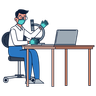 scientist looking into microscope illustration svg