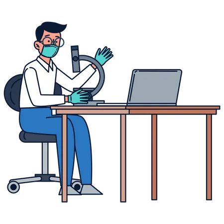 Scientist looking into microscope  Illustration