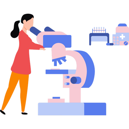 Scientist looking into the microscope  일러스트레이션