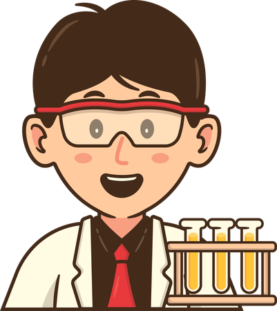 Scientist looks at test tube beakers  Illustration