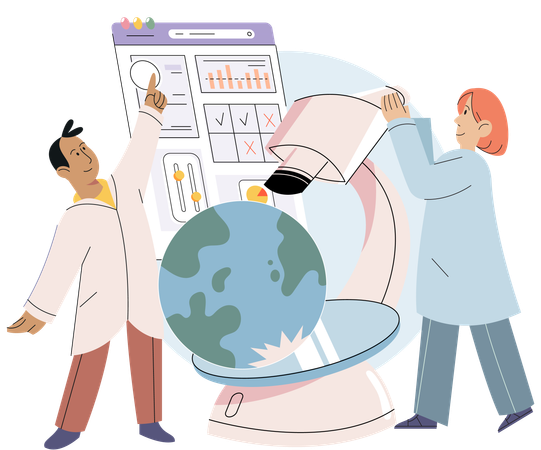 Scientist makes experiments to determine level of climate change  Illustration
