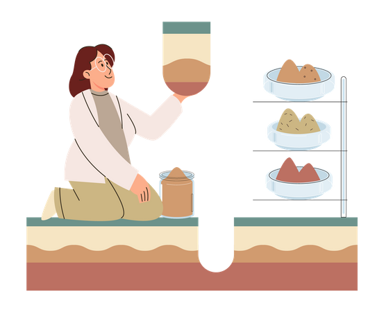 Scientist measuring ground level  Illustration