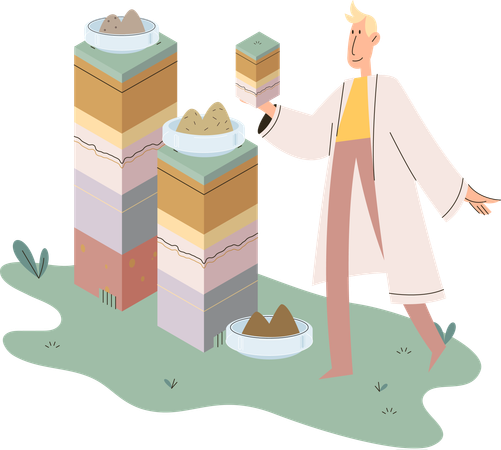 Scientist measuring ground levels status  Illustration