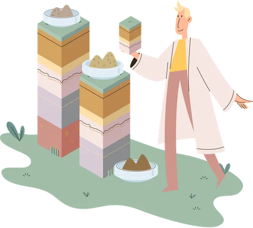 Scientist measuring ground levels status  Illustration