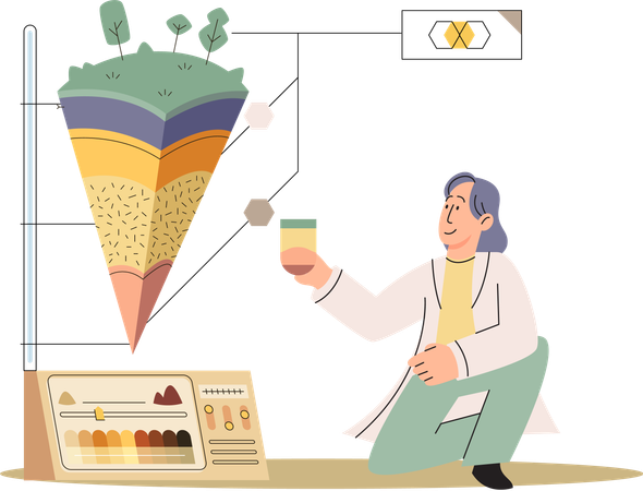 Scientist measuring ground levels status  Illustration