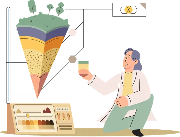 Scientist measuring ground levels status  Illustration