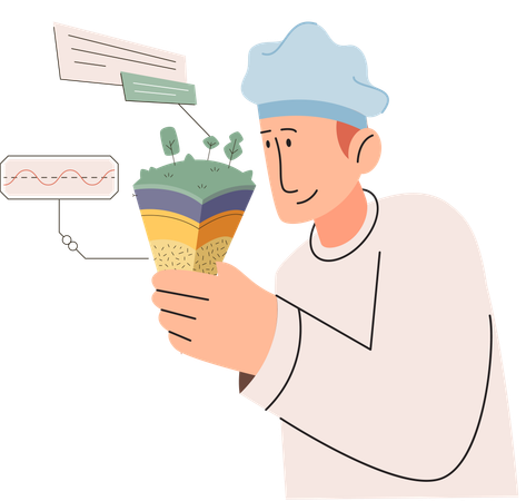 Scientist measuring ground levels status  Illustration