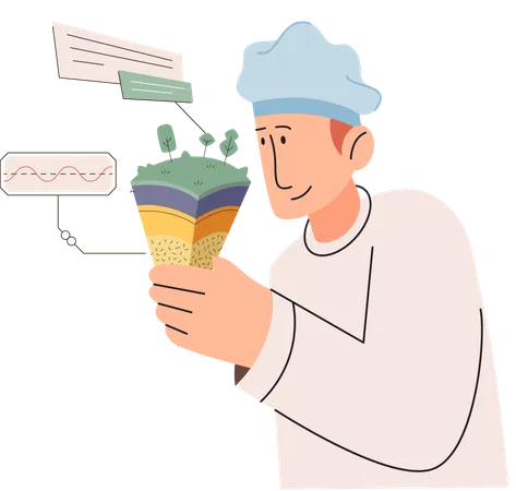 Scientist measuring ground levels status  Illustration