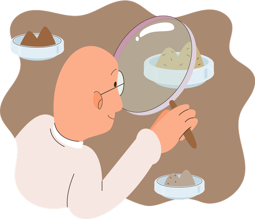 Scientist measuring ground levels status  Illustration