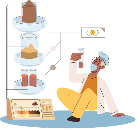 Scientist measuring ground levels status  Illustration